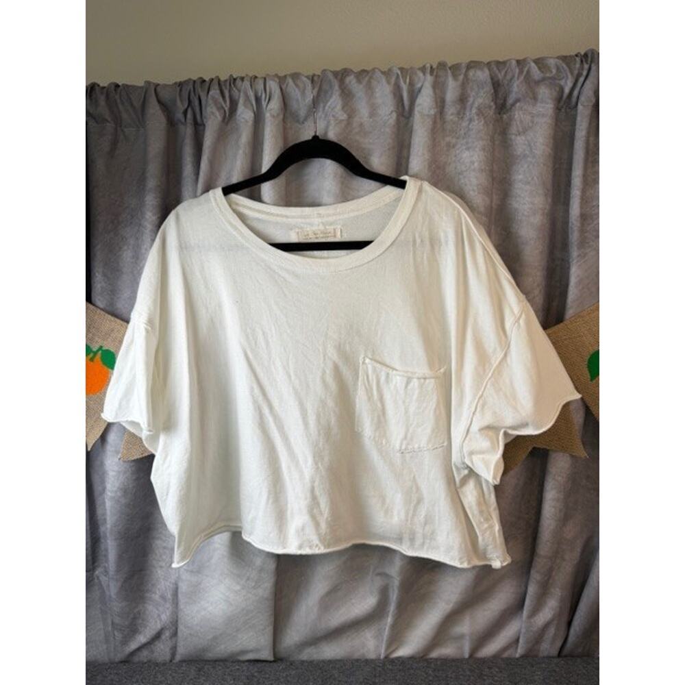 Free People We The Free Fade Into You Crop Boxy Pocket Tee Ivory Large - Picture 2 of 5